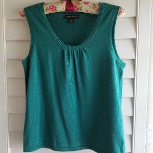 Sleeveless Sweater Vest Tank Top Scoop Neck Green
